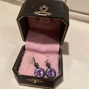 Juicy Couture Purple Crystal Earrings In Box